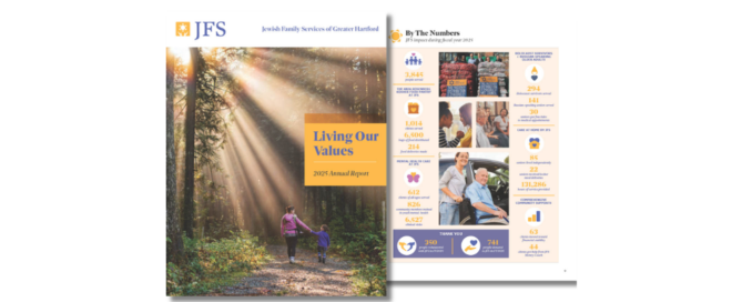 Front cover and inside pages of 2025 JFS Annual Report.