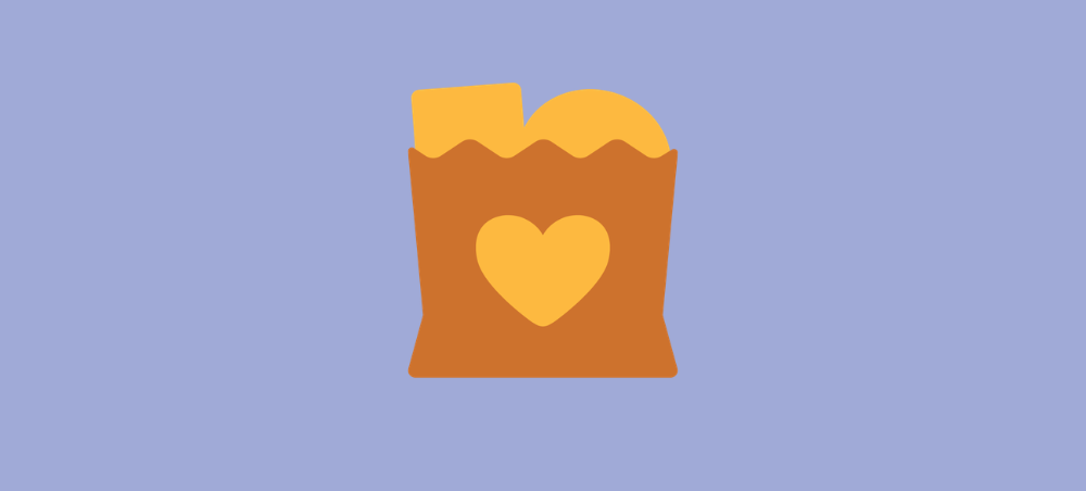 Ellen Koch Monthly Food Pantry Donor An icon of a full grocery bag with a heart on the front.