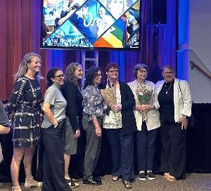 JFS teammates Svetlana Berlinsky and Lucy Dratva received the Henry M. Zachs Spirit of Judaism Award at Jewish Federation of Greater Hartford's 2025 Annual Meeting.
