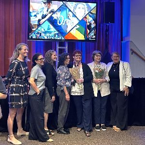 CIA newslet_Fall 2025_web image JFS teammates Svetlana Berlinsky and Lucy Dratva received the Henry M. Zachs Spirit of Judaism Award at Jewish Federation of Greater Hartford's 2025 Annual Meeting.