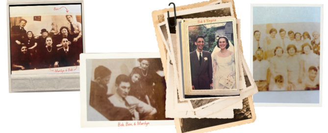 A selection of vintage family photos from the scrapbooks of JFS donor Meg Rosenberg.